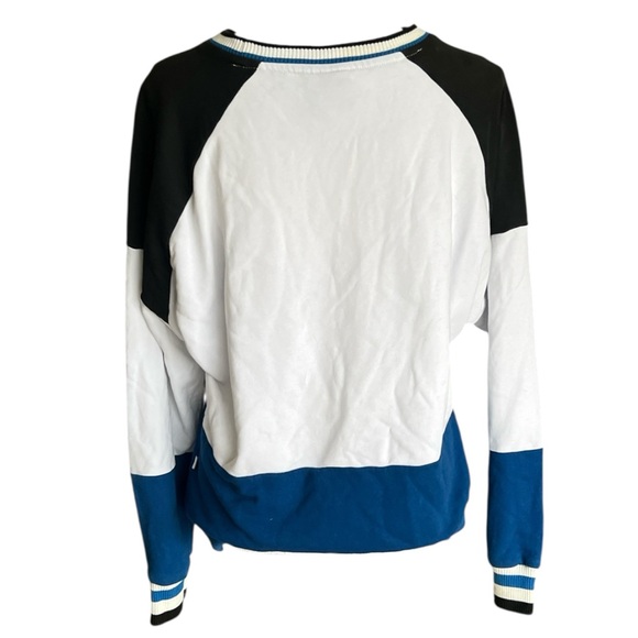 Adidas white blue black sweatshirt cotton blend Run Baggy sweat size Large - Picture 3 of 11